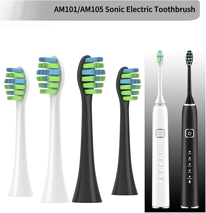 Replacement Brush Heads Compatible with 7AM2M AM101/AM105 Sonic Electric Toothbrush Vacuum Soft Bristle Nozzles(16PCS Black)