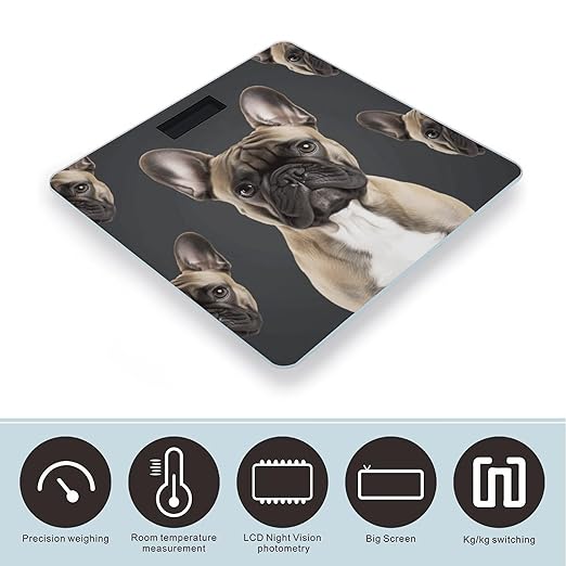 French Bulldog Weight Scale for Body Weight Digital Bathroom Scale High Capacity Accurate Digital Weighing Scales and Easy-to-Read on Backlit LCD Display Scales