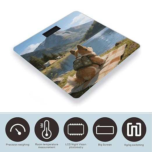 Camping Journal Weight ScaleClear LED Display Bathroom Digital Weighing ScaleTempered Glass Digital Bathroom Scale for Body Weight Capacity Up to 400 Lbs