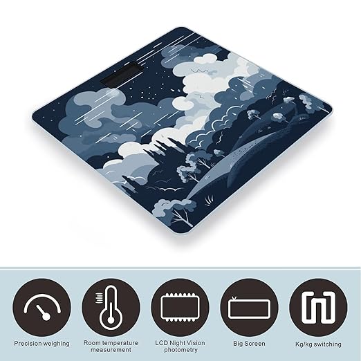 Lightning in The Sky Smart Scale for Body Weight Accurate Bathroom Scale with LED Display Digital Weight Scales Weighing Machine High Precision Scales for Bath Home
