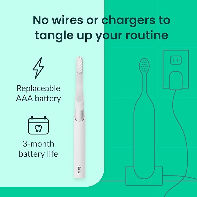 Quip Metal Sonic Electric Toothbrush for Adults - Time Travel &amp Soft Bristles with Travel Case &amp Replacement Brush Head - 3 Month Battery Life Silver