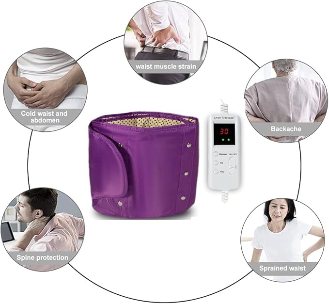 Electric Slimming Back Massager Sauna Belt 10 Vibration Massage Modes 360 ° Whole Circle Heating Machine for Waist and Abdominal Belly 7 heat levelsLower Back Massager for Pain Relief Deep Tissue
