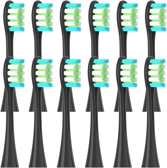 12PCS Replacement Brush Heads Compatible for Oclean X/X PRO/ Z1/ F1/ One/Air 2 /SE Sonic Electric Toothbrush Soft Bristle Nozzles(12pcs Black)