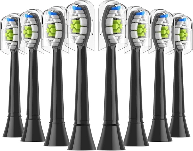 Replacement Toothbrush Heads Compatible for Easy Clean Healthy and Other Snap-On Handles(8-16pcs)(8pcs Black)
