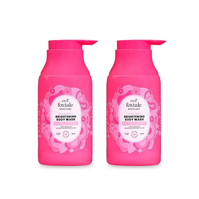 Pack of 2 De-Tan Brightening | Glycolic Acid &amp Niacinamide for Glowing | Removes Tan &amp Evens Skin | 6+ hrs odour control | SLS-Free | Body Wash for Women &amp Men | All Skin Type | 250 ml