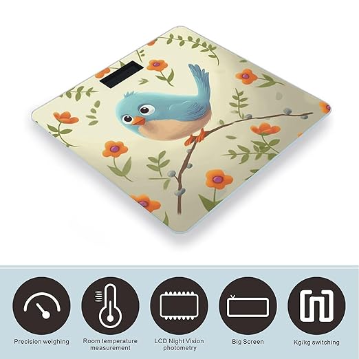 Cute Bird Weight Scale Large Bathroom Scales Digital Weight with Bright LED Display Non Slip Automatic Weighing Scale Fashion Weighing Machine for Body