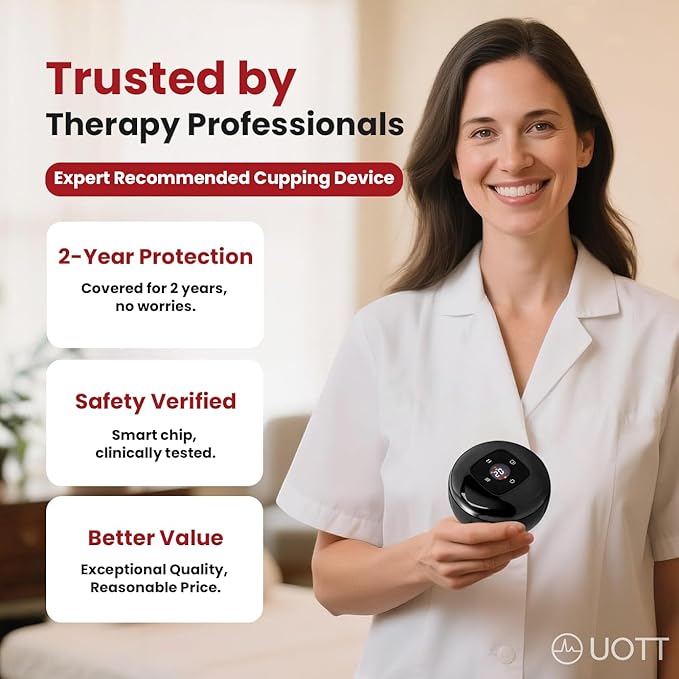 UOTT Original 20 Levels Cupping Kit for Massage Therapy (2PCS)5-in-1 Smart Dynamic Cupping Set with Red Ligh-t Therapy&ampHeat Penetrates for Targeted Pain Relief Knots Aches Muscle Soreness