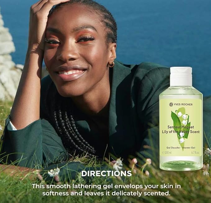 Yves Rocher Green Tea Scent Perfumed Shower Gel Nourishing Moisturizing Body - 200 ml./6.7 fl.oz. Set of 2 Best Gift Kit