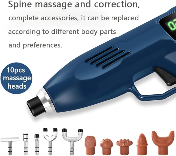 Electric Chiropractic Massager 1100N 13 Levels Force Spine Correction Massage 10pcs Multifuction Massage Heads for Adjusting Chiropractic Soothing Bones Massage Acupuncture Points