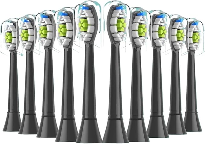 Replacement Toothbrush Heads Compatible with Philips Electric for EasyClean HealthyWhite and Other Snap-On Handles(10pcs Black)
