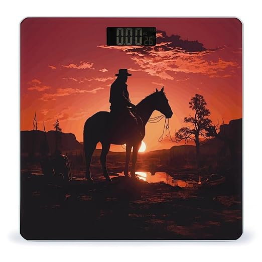 Cowboy West Bathroom Scale Large LCD Backlight Display Digital Scale Rounded Corners Body Scales Automatic Power On/Off Bathroom Scales for Home Bedrooms