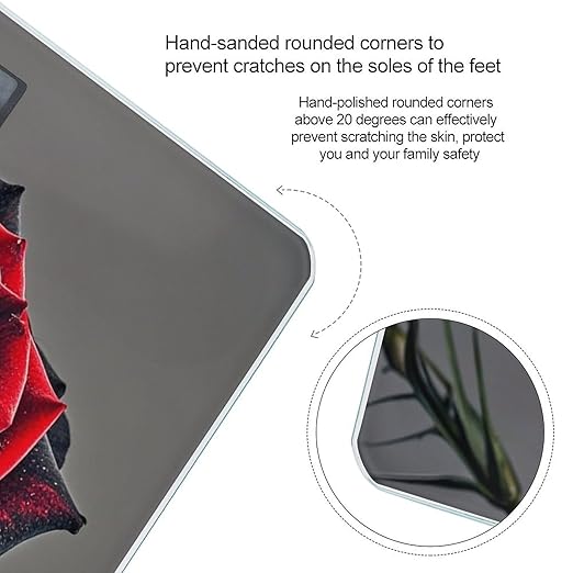 Red and Black Rose Scale for Body Weight Accurate Digital Bathroom Scale Toughened Glass High Precision Scales Smart Weight Scales with Large LCD Backlight Display Weighing Machine