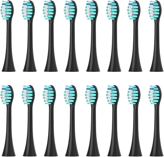 Replacement Toothbrush Heads Compatible for P7/Y8/G7/T10/T9 Head Soft Bristles Nozzles(16PCS Black)