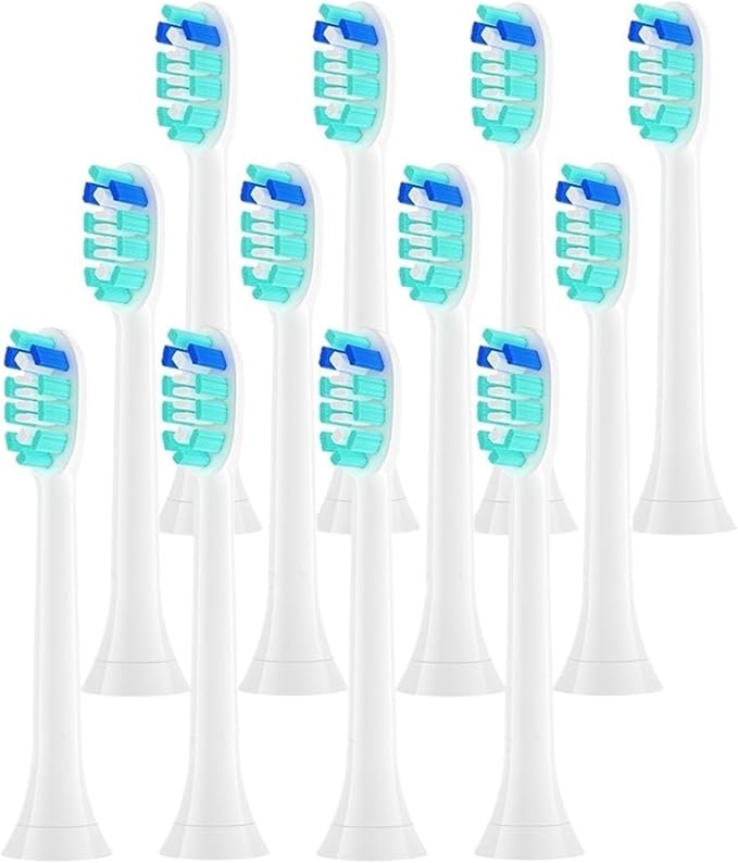 12pcs Replacement Toothbrush HeadsCompatible for Sonicare Soft Brush Head 4100 6500 6100 7500(12PCS Cyan)