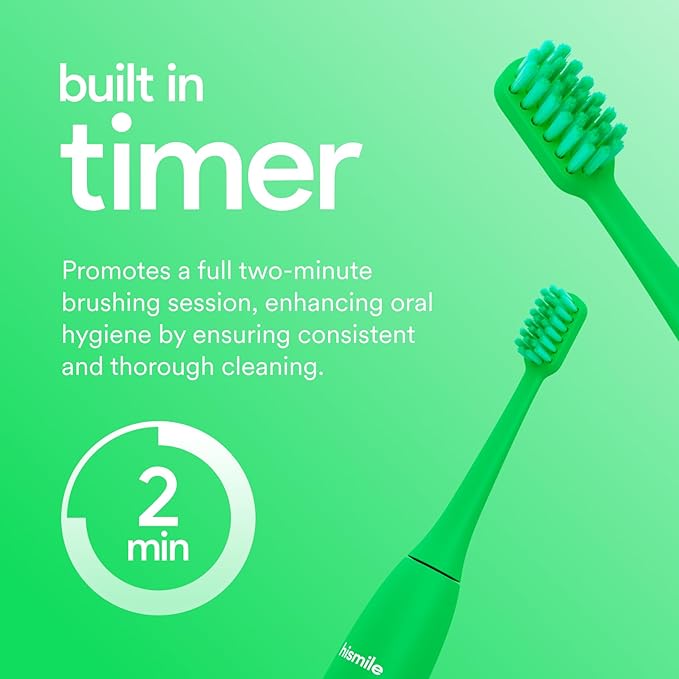 HISMILE Electric Toothbrush 3 Brushing Modes Smart Timer Rechargeable Electric Tooth Brush for Adults and Children Soft-Tapered Bristles Mode Memory (Bright Green)