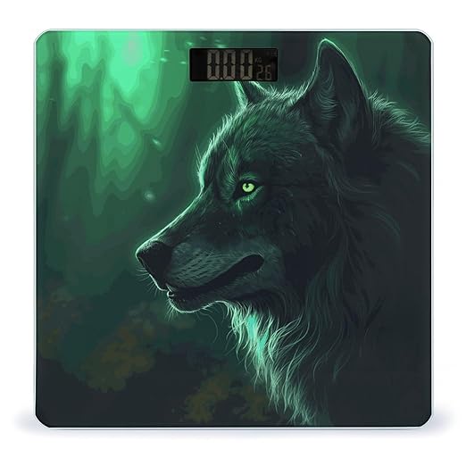 Green Wolf Scale for Body Weight Highly Accurate Digital Bathroom Electronic Weighing Machine for People LCD Display Large Size Tempered Glass for Safe Home Use
