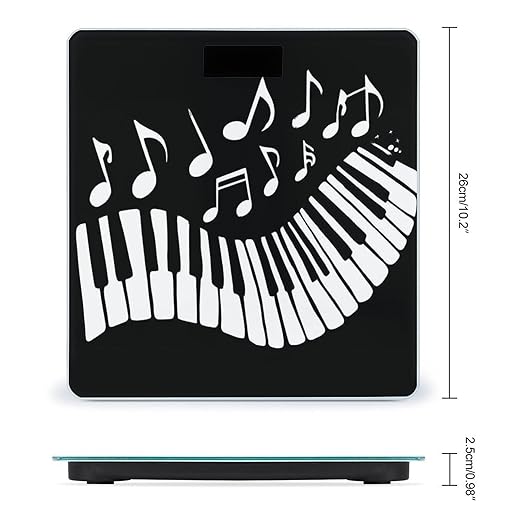 Smart Scale for Body Weight Automatic Switch Digital Bathroom Weighing Scale Musical Notes Black and White Piano Keys