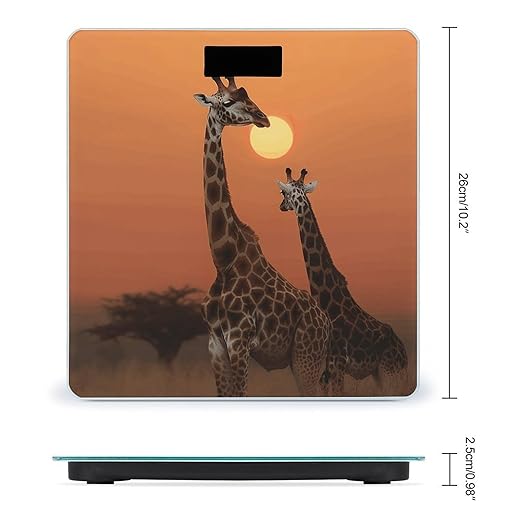 Giraffe at Sunset Weight ScaleClear LED Display Bathroom Digital Weighing ScaleTempered Glass Digital Bathroom Scale for Body Weight Capacity Up to 400 Lbs