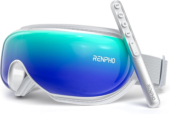 RENPHO Eyeris 1 Eye Massager with Remote Birthday Valentines Day Gifts for Women Men Sleep Mask with Heat Compression Headache Massager for Strain Migraine Relief Stye Eye