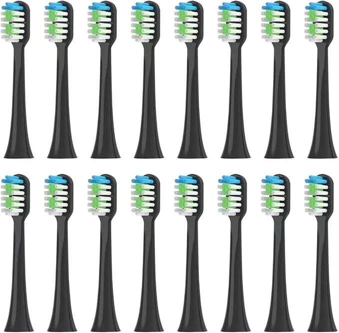 16pcs Replacement Toothbrush Heads Compatible for ROAMAN T3/T5/T10/T10S/T20/E7/V5(16pcs Black)
