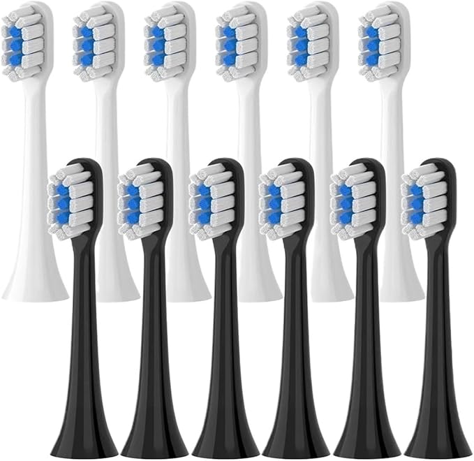 Replacement Brush Heads Compatibility for Mijia T301 T302 T501 /501CSonic Toothbrush Head Soft Bristle Nozzles(T301-302-WH3BK3)