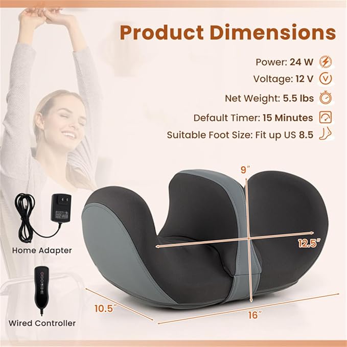 Foot Massager for Neuropathy with 3 Modes &amp 3 Intensities Electric Foot Calf Thigh Arm Massager for Plantar Fasciitis Neuropathy ReliefGift for Mom Day Valentine's Day (Grey-Removable Partition)