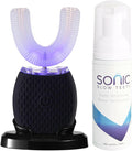 Ultrasonic Toothbrush for Adults Automatic Electric Ultrasonic Toothbrush 30'' Automatic Timer Wireless Charging Washable Travel Home Dual-use (Black M)