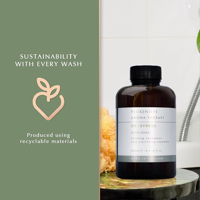 Pecksniff's Aroma:Therapy De-Stress Bath Soak Decanter | 500ml/16.9 Fl Oz