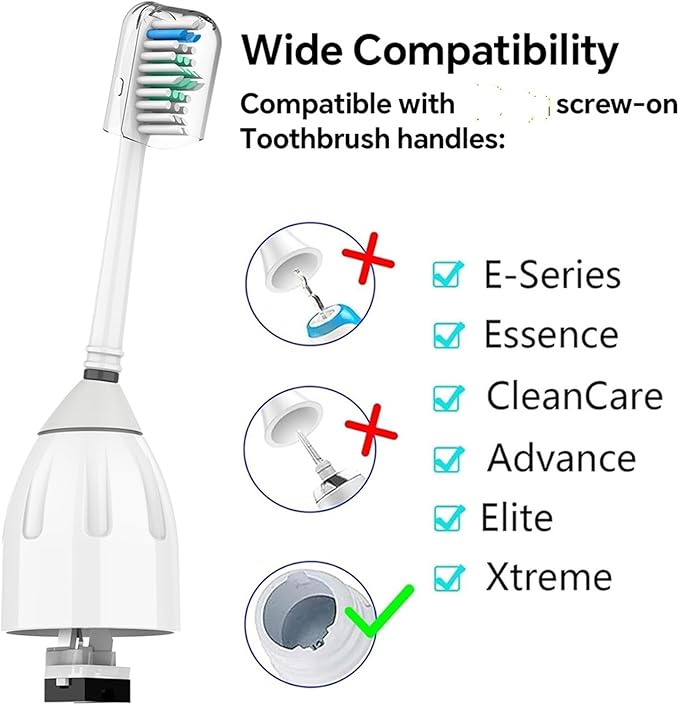 Compatible for Replacement Toothbrush Heads Compatible with Philips Sonicare Screw-on E Series Electric Brush Head Xtreme Essence Elite Advance(6 Pcs)
