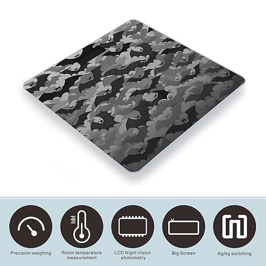 Halloween Bats Grey Bathroom ScaleHighly Accurate Digital Weighing Machine for People Bright LED Display Weight Scale for The Aldult Home Use