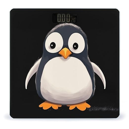 Cute Penguin Weight Scale Digital Electronic Scales Bathroom Scale Larg LCD Backlight Display High Precision MeasurementsTempered Glass