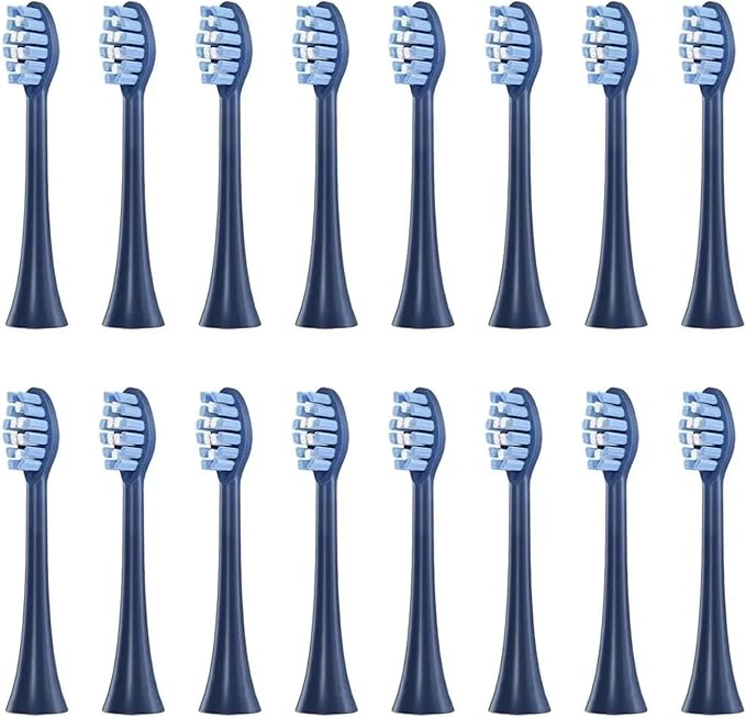 Compatible for FLYCO FT7105/FT7106/FT7108/FT7205/TH01 Electric Toothbrush Replacement Heads Soft Bristle Nozzles4-16pcs(16 Deep Blue)