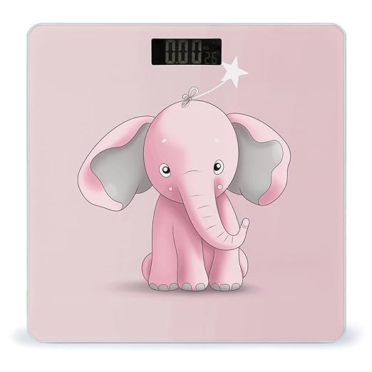 Pink ElephantScale for Body Weight with LCD High Precision Weighing Scales Fashion Sturdy Tempered Glass Weight Scales Easy-to-Read Digital Bathroom Scale for Daily 400lb