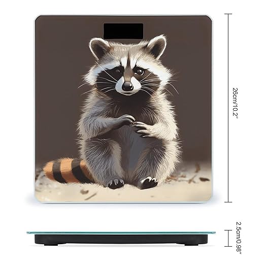 Cute Raccoon Bathroom Scale Large LCD Backlight Display Digital Scale Rounded Corners Body Scales Automatic Power On/Off Bathroom Scales for Home Bedrooms