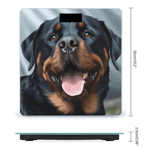 Rottweiler Dogs Tongue Head Scale with LCD Precision Weighing Scales Sturdy Tempered Glass Weight Scales Easy-to-Read Anti-Slip Weight Digital Bathroom Scale for Daily