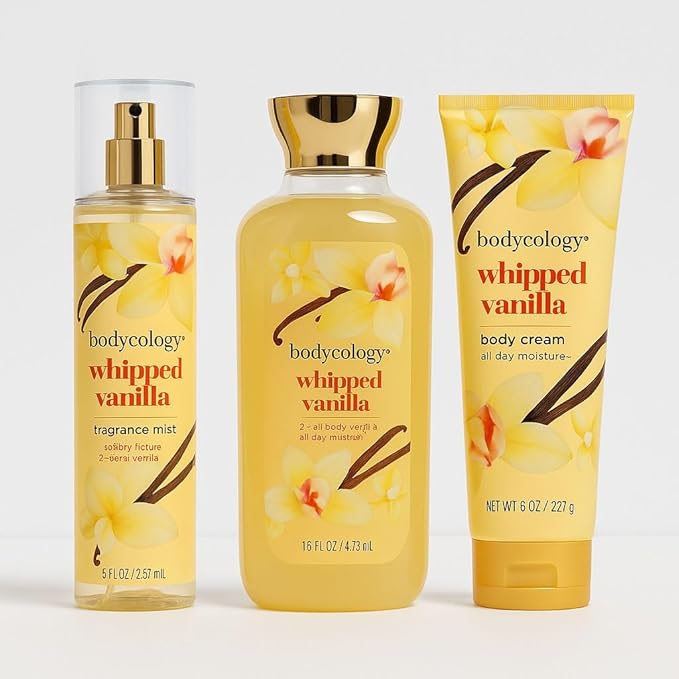 whipped vanilla body cream body wash bath &amp fragrance mist pack of 3 916 fl oz 443 ml (8fl oz 237ml) 8 oz /227g