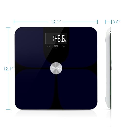 Tenergy Vitalis Body Fat Scale High Precision BMI Scale Wireless Bluetooth Body Scale with Large Display Digital Weight Scale Max Weight 400 LBS Compatible w/iOS/Android
