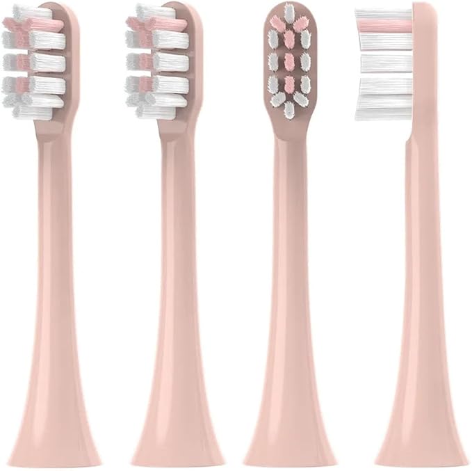 4 Pcs Replacement Brush HeadsCompatible For SOOCASV1/X1/X3/X5/X3U/X3PRO/v1/v2 Electric Toothbrush Heads Soft DuPont Bristle Nozzles(4pcs Pink)