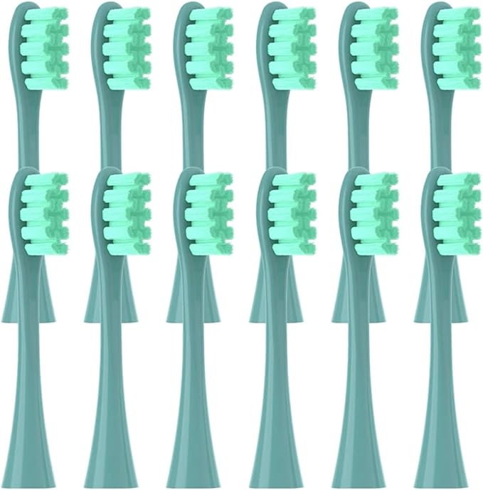 12PCS Replacement Brush Heads Compatible for Oclean X/X PRO/ Z1/ F1/ One/Air 2 /SE Sonic Electric Toothbrush Soft Bristle Nozzles(12pcs Green)