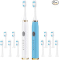 Electric Toothbrush 2 Pack (White &amp Blue 2 Pack)