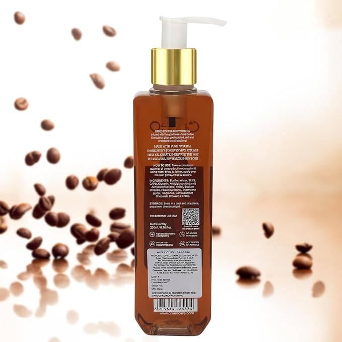 PRZX Coffee Body Exfoliating Wash &amp Shower Gel for Women and Men 200 ml (Pack of 2) | Gentle Exfoliation | Refreshing Aroma | Soap-Free Formula with Glycerin