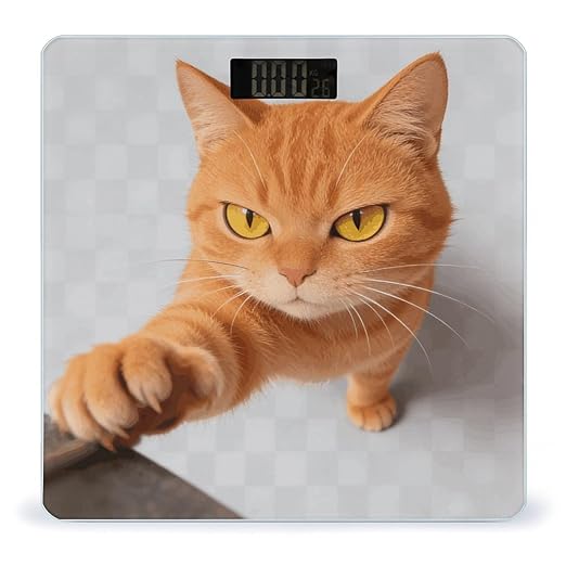 Cartoon Cat Orange Smart Scale for Body Weight Digital Bathroom Scale Toughened Glass Weight Scale with Large LCD Backlight Display High Precision Scales Weighing Machine