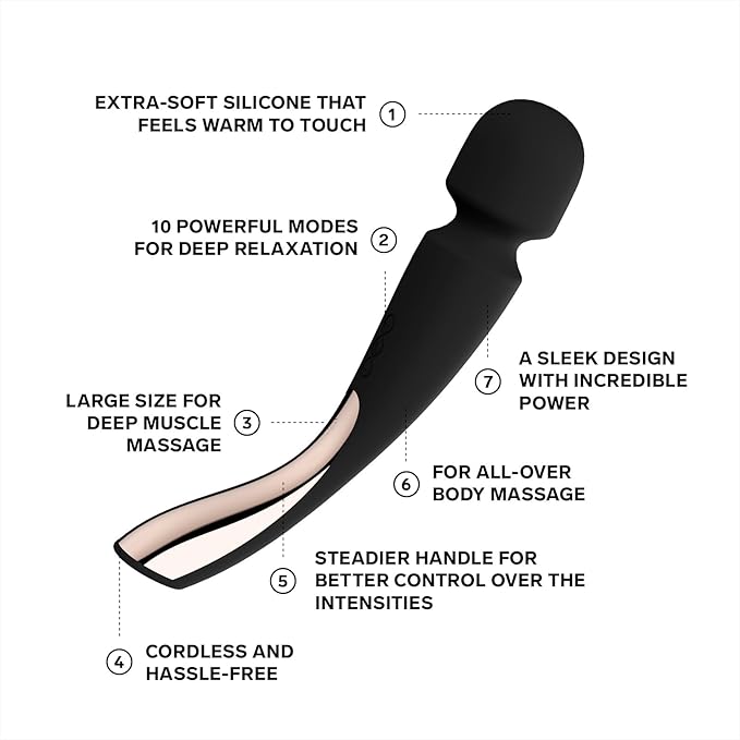 LELO Body Massager Large - Handheld Full Body Massager for Waterproof Experience Perfect for Body and Neck Hand Held Massagers Vibrating Black