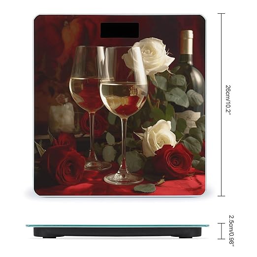 Roses on Table Bathroom Scale for Body Weight Bathroom Weighing Scale with Backlit LCD Display Highly Accurate Measures Weight Up to 180kg