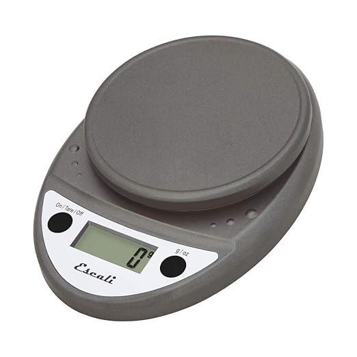 Escali Primo Digital Food Scale Multi-Functional Kitchen Scale and Baking Scale for Precise Weight Measuring and Portion Control 8.5 x 6 x 1.5 inches Metallic