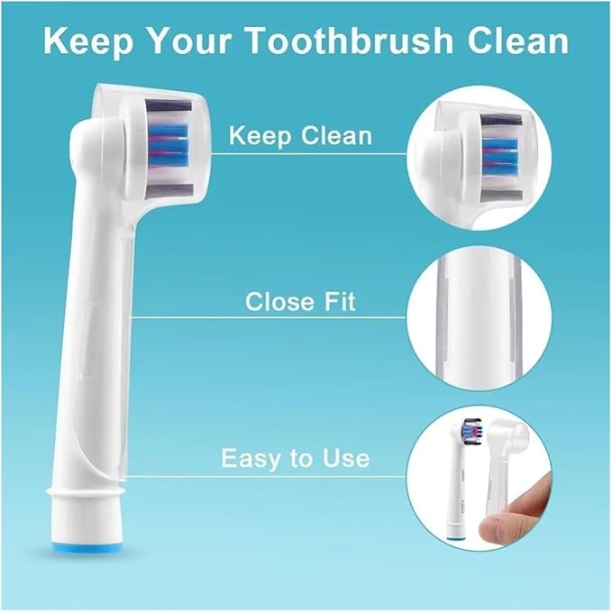 4 Pcs Replacement Brush Heads with Toothbrush Head Dustproof Protective Covers SetCompatible for Oral BElectric Toothbrushes(White-Clear)