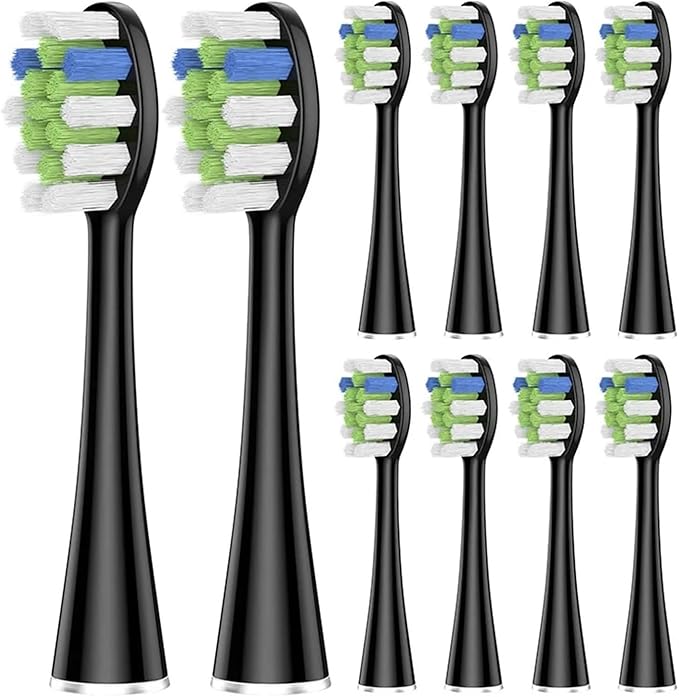 5 Pcs/10 Pcs Replacement Brush HeadsCompatible for AquaSonic Black Series Vibe Pro Duo Electric Toothbrush(10 pcs BK)