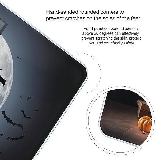Halloween Moon Bat Pumpkin Scale for Body Weight Accurate Digital Bathroom Scale Toughened Glass High Precision Scales Smart Weight Scales with Large LCD Backlight Display Weighing Machine