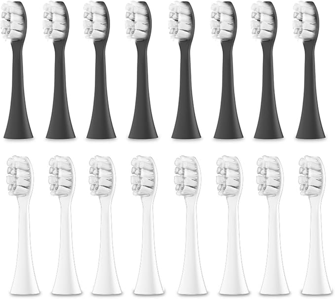 Compatible for Heads Replacement Head Soft Bristle Tooth Brush Accessories 16pcs 8pcs(16PCS Black White)