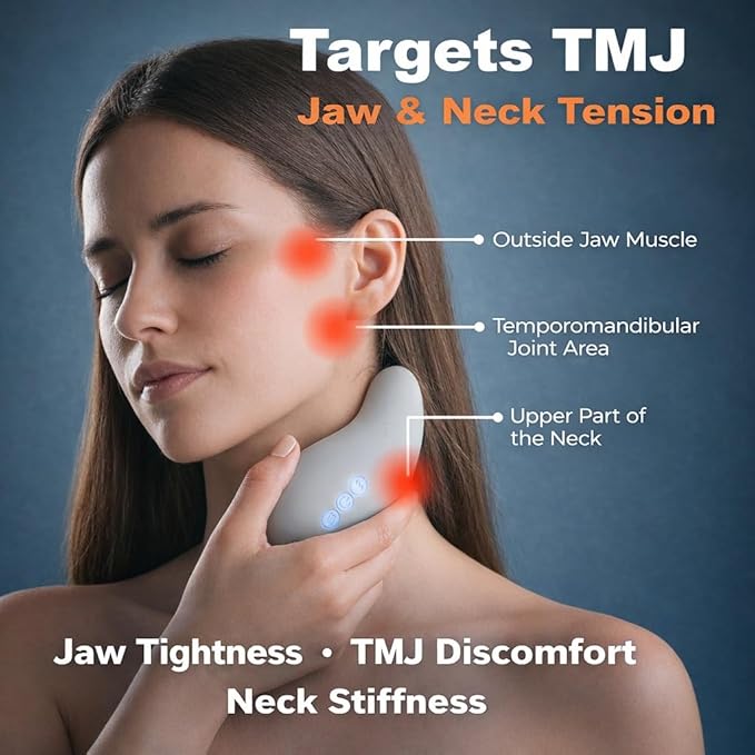 Yolo Mountain Therapeutic™ Premium TMJ Relief Massager – Heated Jaw &amp Neck Massager w/ 10 Precision Vibration Modes Waterproof Electric Masseter Therapy Device for Jaw Pain Tension &amp Bruxism